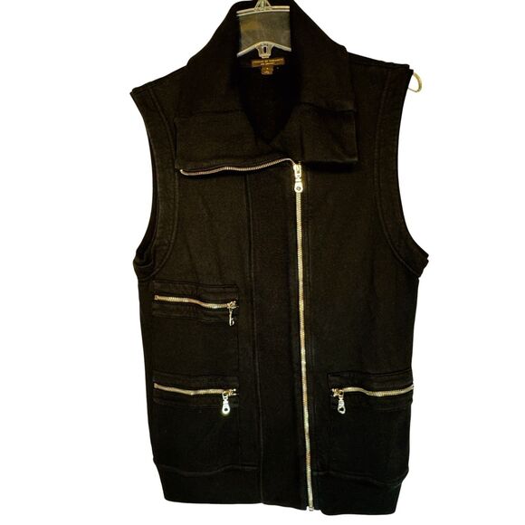 Citizens of Humanity Utility Vest Womens Large Black  Asymmetrical Zip Pockets - Picture 1 of 13